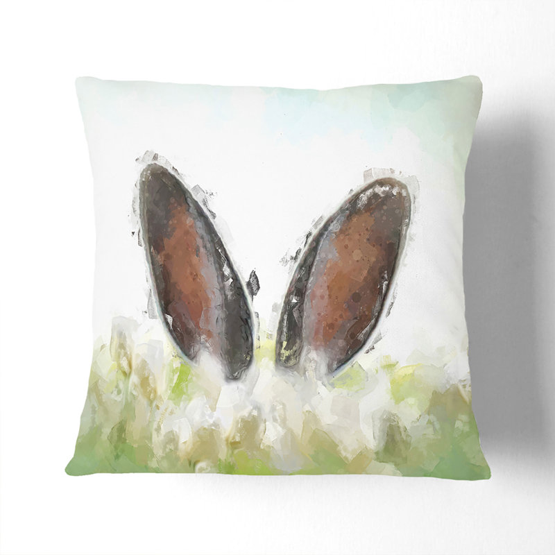 Ears Of A Hare In The Grass In Abstract Square Throw Cushion, 40cm H x 40cm W x 15cm D, Black