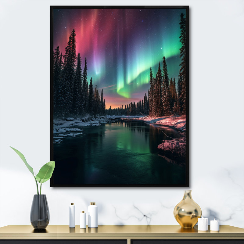 Yukon Northern Lights Beauty IV, reproduction sur toile encadrée, H 44 po x l 34 po x P 1,5 po, Cadre flottant noir