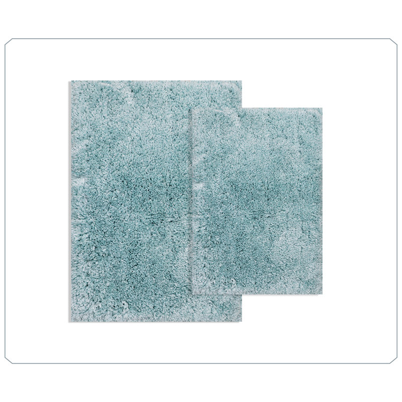 Royal 2-Piece Microfiber Bath Rug Set, Non-Slip Rubber Backing, Ultra-Absorbent, Quick-Dry, Machine Washable Plush Bathroom Mats for Shower and Tub, Soft Comfort, Turquoise