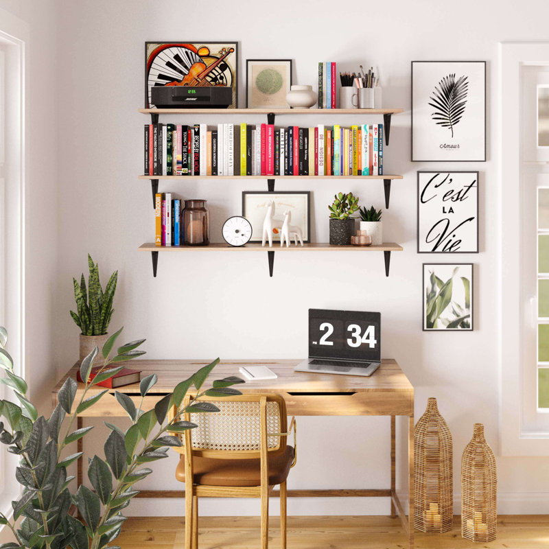 48'' Wall Bookshelves, Wood Floating Shelves, Deep Shelves Wall Mounted, Living Room Shelf, 6.6" H x 48" W x 10" D
