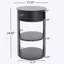 Indoor 3-Tier Round Metal Side Table With Sliding Cabinet, Matte Black | Gift Idea-1482534958
