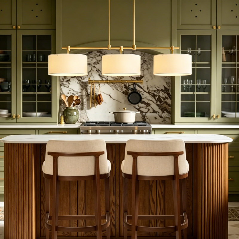 3 - Light Dimmable Dome Kitchen Island Pendant Light, Gold