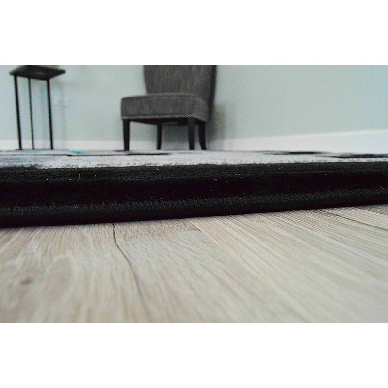 Tapis de zone turquoise abstrait 3d Kennell, Rond 6 pi 6 po