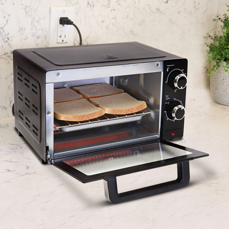 Total Chef Countertop Toaster Oven, Pizza Maker, 4 Slice Capacity Compact Oven