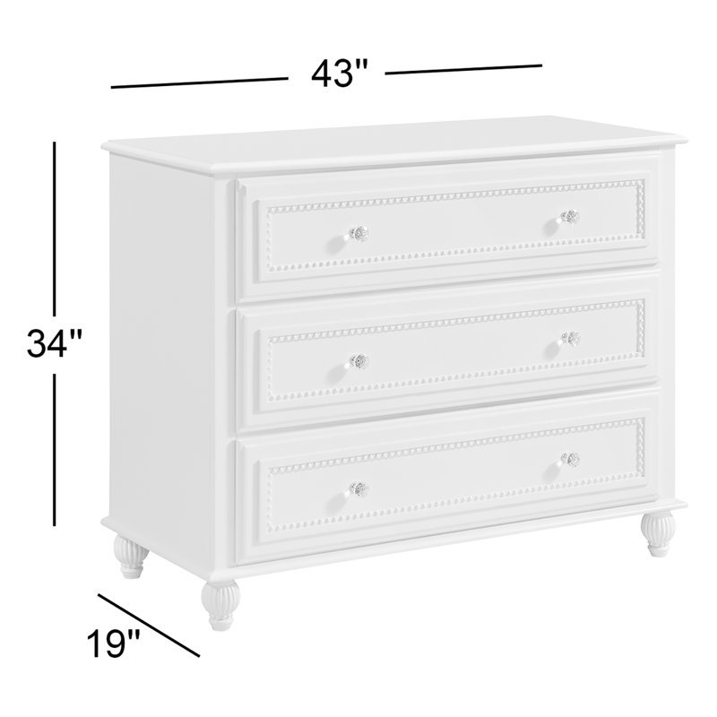 White 3-Drawer Nursery Dresser with Deep Dovetail Drawers