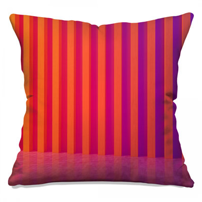 Coussins décoratifs à double face orange rayé mauve