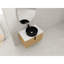 Meuble-lavabo contemporain de 76 cm (30 po) avec lavabo en céramique, charnières à fermeture amortie et poignées en métal.