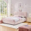 Lit double tapissier avec tête de lit surdimensionnée en forme de lapin, lumière DEL et 4 tiroirs de rangement; Ensemble de lattes, tissu bouclé-602366715-602366662