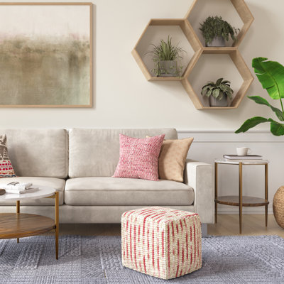 Zoey 18"W Handcrafted Wool and Cotton Cube Pouf by Simpli Home Zoey 18"W Handcrafted Wool and Cotton Cube Pouf by Simpli Home