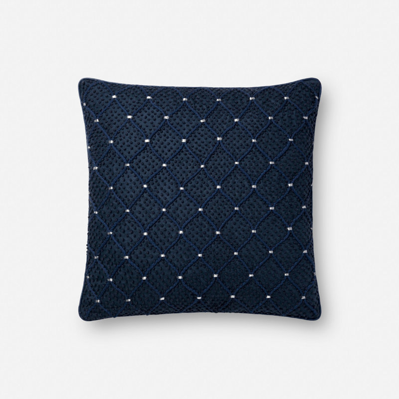  Pillow Cover & Insert, Navy/Silver, No Fill
