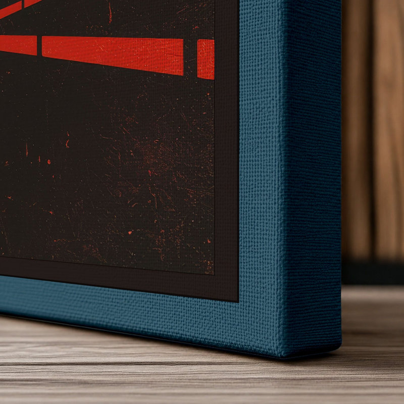 Industrial Sunset Geometric - Wrapped Canvas, 36x24 - 91.4 x 61.0 cm, Teal Border