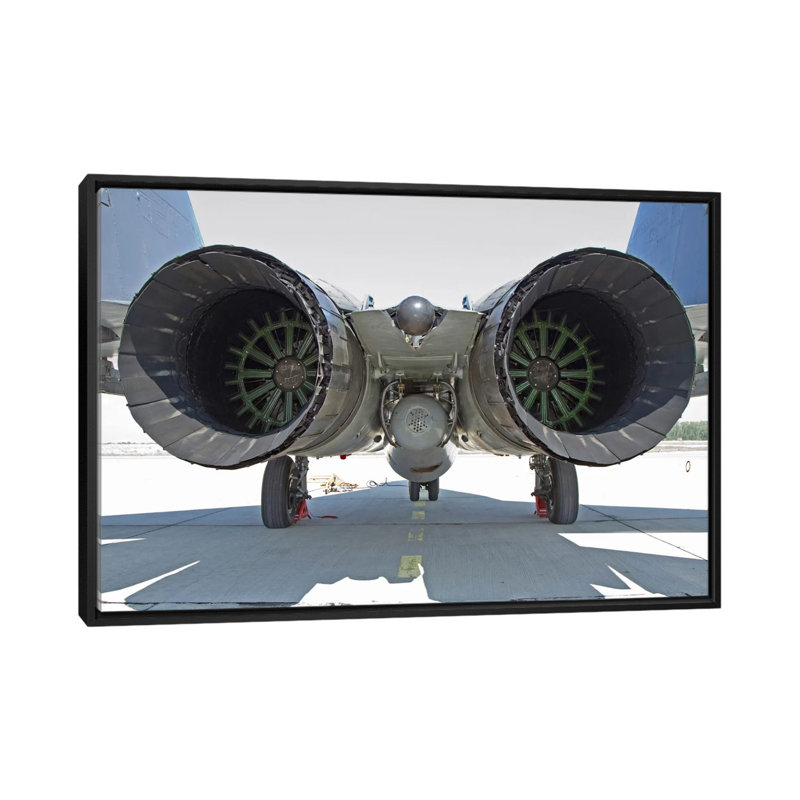 " View Of The RD-33 Engines On A Serbian Air Force MiG-29 Jet " by Anton Balakchiev, 18" H x 26" W x 1.5" D, No Mat