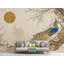 Adhésif mural beige paon rétro-1895460271