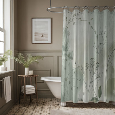 Simple Sage Flower Patterns - 1 Piece Standard Shower Curtain