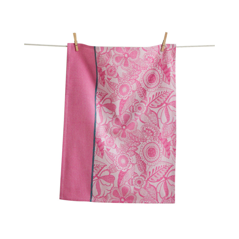 Jacqura Elodie Jacquard Tea Towel  Pink Kitchen Towels, Everyday Dish Towels, Machine Wash & Dry.