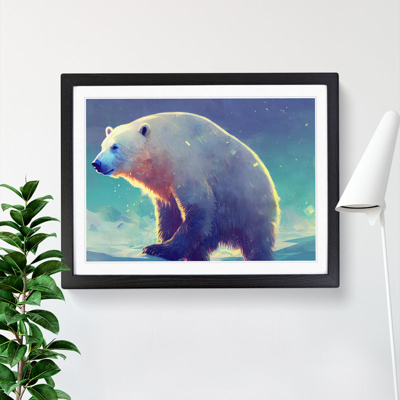 Polar Bear 1 Piece Single Picture Frame Wall Art, 46cm H x 64cm W x 2cm D, Black