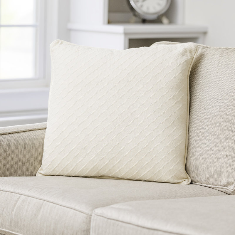 Coussin tissé, Rayé crème
