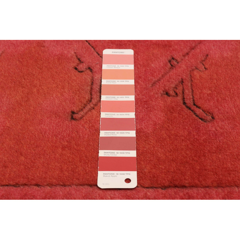 Tapis corail foncé en laine noué à la main de conception unique 5 pi 1 po x 7 pi 5 po