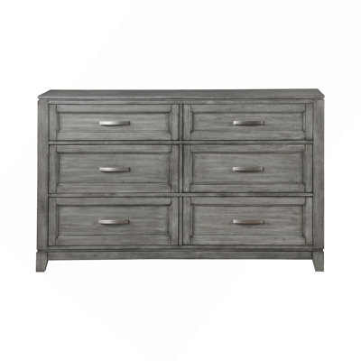 Commode à finition grise avec 6 tiroirs de rangement
