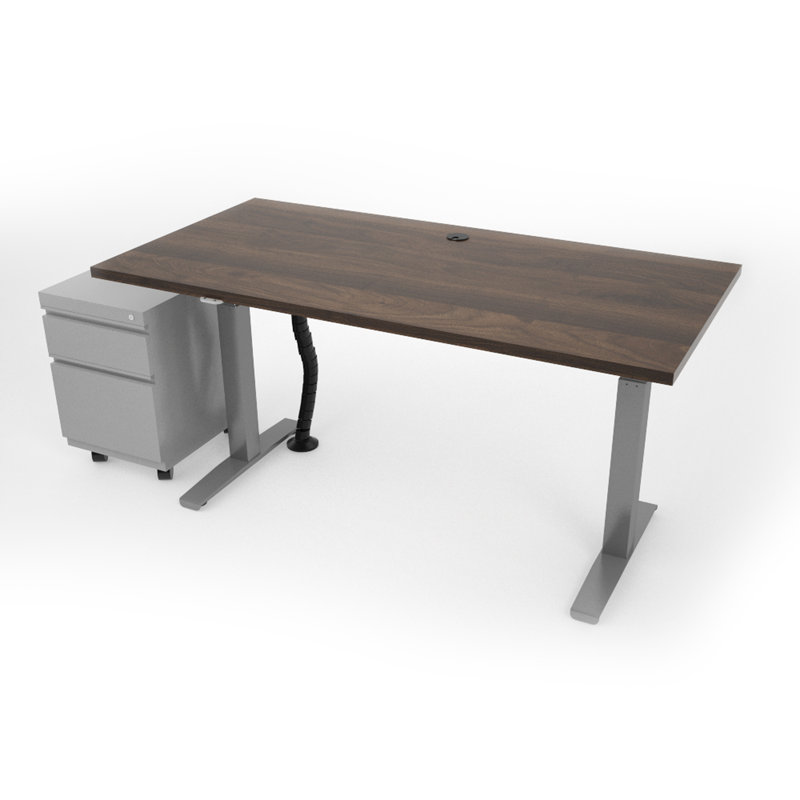 Bureau à hauteur réglable avec rangement REVOH, Noyer de Californie, H 50 po x l 60 po x P 24 po
