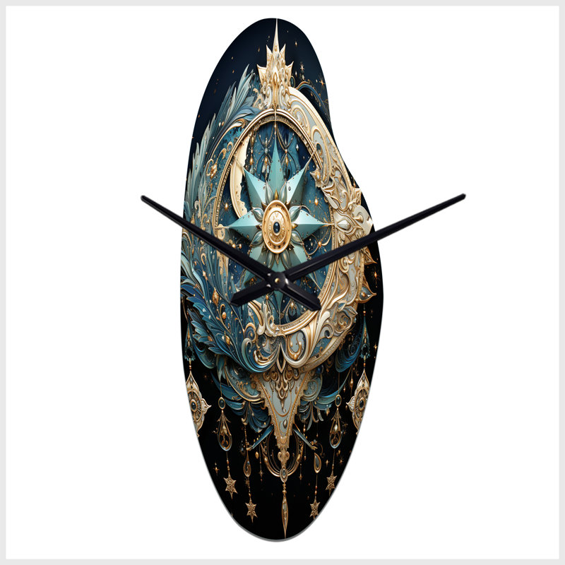 Symboles, croissant de lune et horloge en métal incurvée, Moyenne