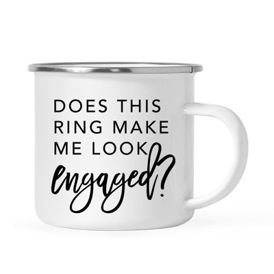 Cadeau de tasse de feu de camp en acier inoxydable, cet anneau me rend-il fiancé, paquet de 1, émail en métal à l'extérieur