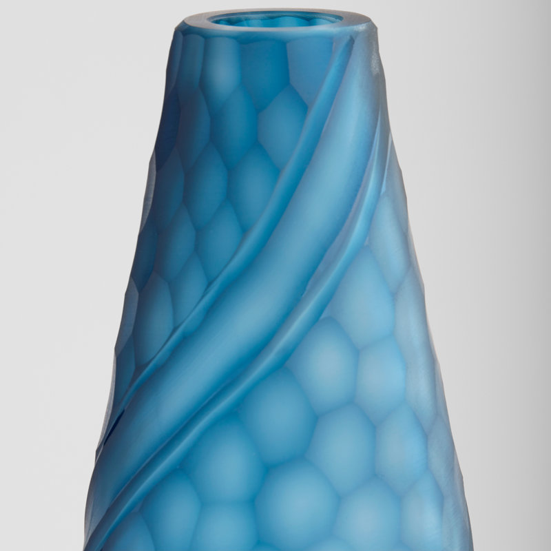 Solano Handmade Glass Table Vase, Blue, 19.5" H x 5.75" W x 5.75" D