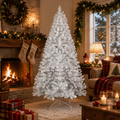 Sapin de Noël artificiel en PVC de 2,74 m (9 pi) avec fil à mémoire de forme, 1910 branches articulées, montage facile, décoration intérieure (décorations non comprises).