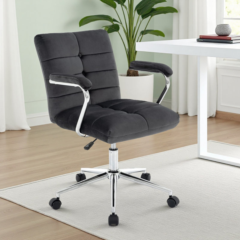 Fauteuil de bureau Aime, Gris foncé, Argent argent