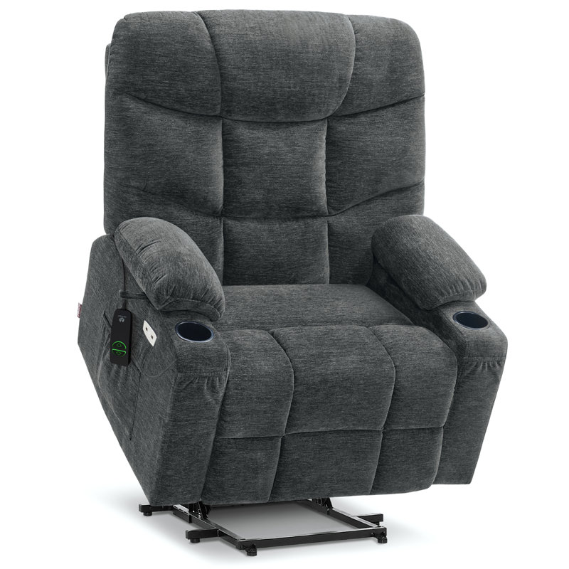27.2" Seat Width Oversized Power Lift Recliner with Extended Footrest, Gray