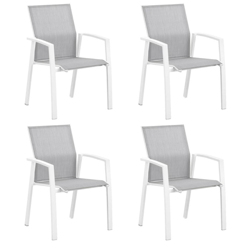 Ensemble de 4 chaises de patio en aluminium, Blanc