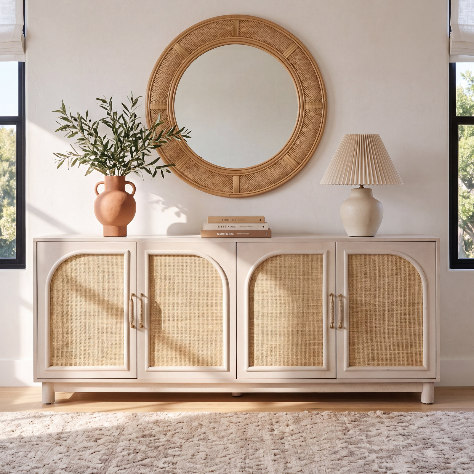 Oak Cane Sideboard