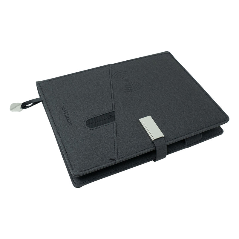 Keysmart Chargebook Notebook Organizer With Wireless Charger; Black