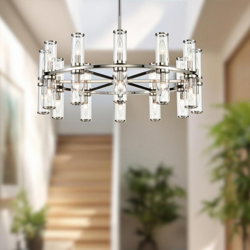 Revolve 24 - Light Chandelier, Polished Nickel