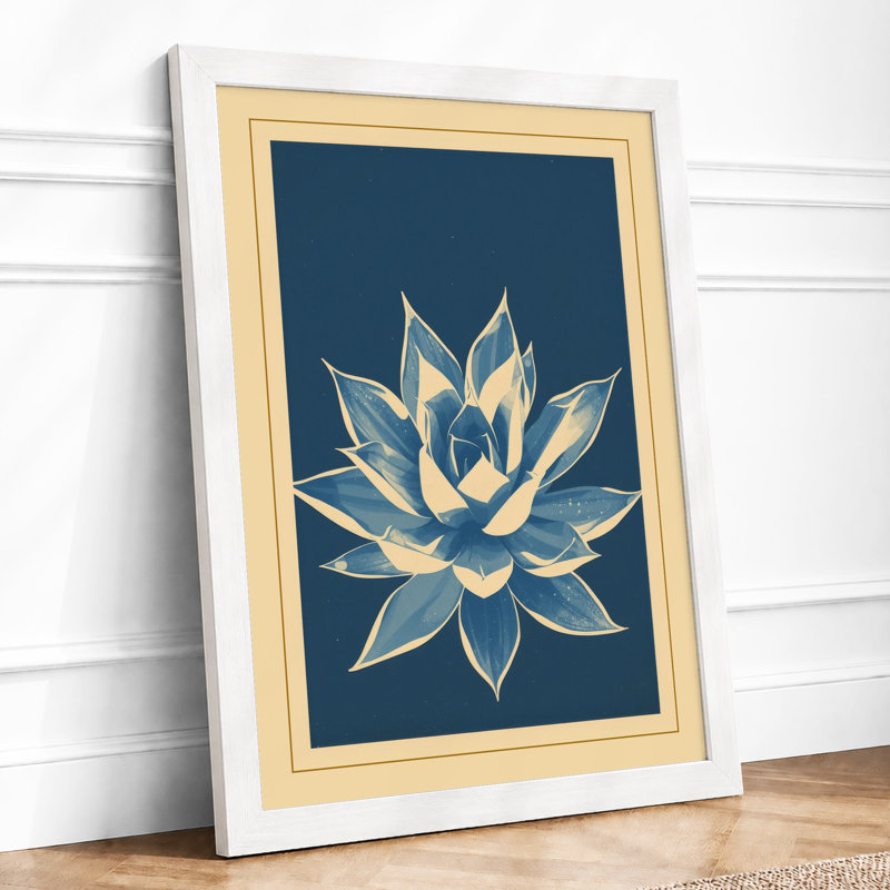 Lotus in Teal Botanical - Framed Print, A4 - 29.7 x 21.0 cm, White