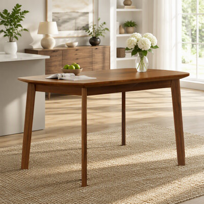 Mid Century Modern Dining Table, Solid Wood Kitchen & Dining Room Table for 4, Minimalist Table for Dining Room, Rectangular Dinette Table, Easy Assem