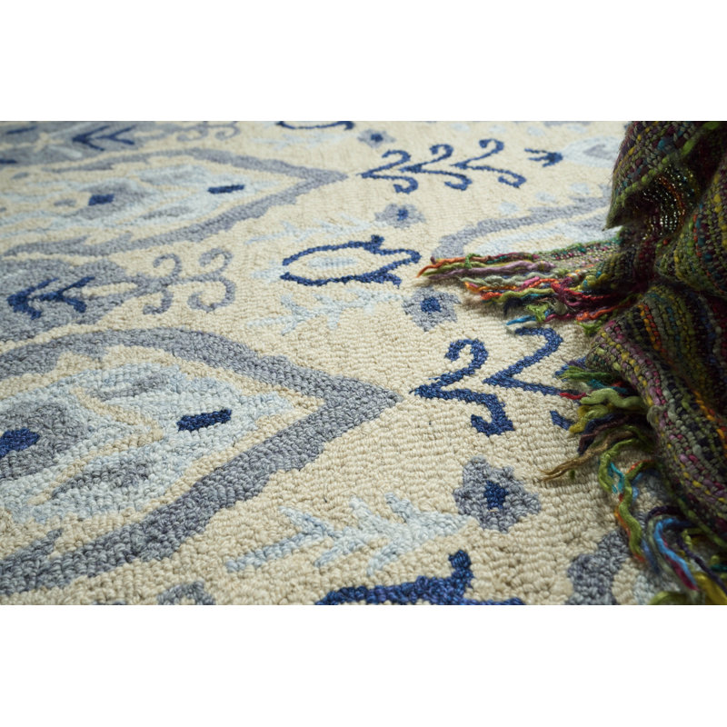 Sarasota Wool Ikat Area Rug, Rectangle 8' x 10', Ivory