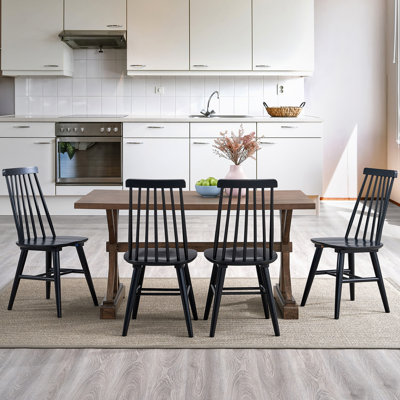 Alvie 17" Wide Modern Farmhouse Windsor Back Solid Wood Dining Chairs