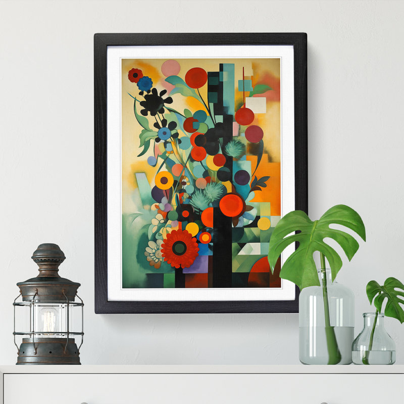 Bauhaus Flowers Vol.2 - Single Picture Frame Print, 46cm H x 34cm W, Black Framed