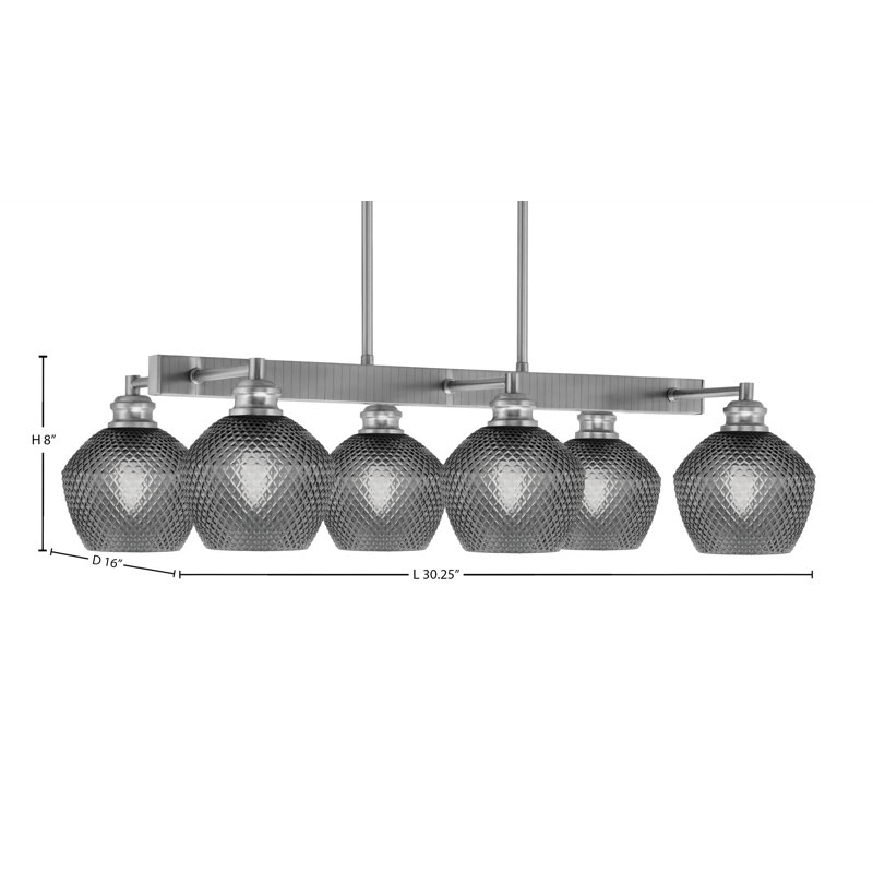 Barre d'éclairage 6 lumières Edge, Fumée, Nickel brossé
