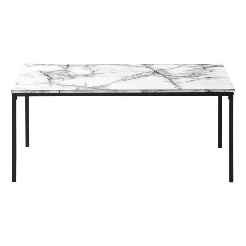 Ensemble de tables contemporaines, l 42 po x P 22 po x H 18 po, marbre, métal, stratifié, panneau de particules, 3 pièces, ensemble de tables, blanc