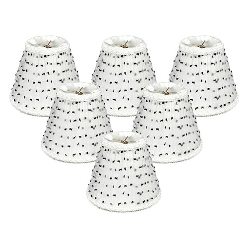 Abat-jour en soie, H 4,5 po x l 5 po x P 5 po, Blanc / noir