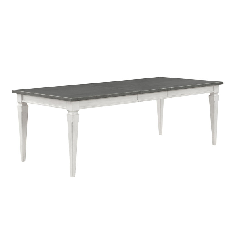 Table de salle à manger rustique gris et blanc vieilli avec feuille