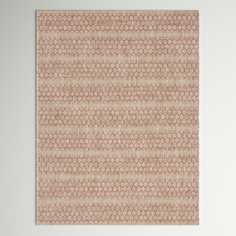 Tapis rayé beige intérieur / extérieur Lendy, Rectangle 3 pi 11 po x 5 pi 10 po