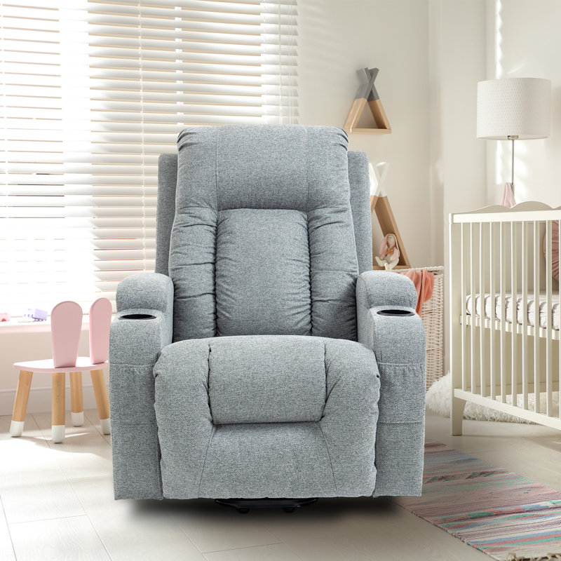Bason High Back Recliner Chair with Massage, Warmth Heat and Lift Assist, Light Gray