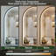 Miroir de salle de bain à DEL avec lumières, miroir de salle de bain arqué avec antibuée, température de 3 couleurs, fonction de mémoire, à intensité variable-33203116-33203106