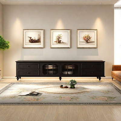 Retro Solid Wood TV Stand with Chic Design by Orxva Galaxy