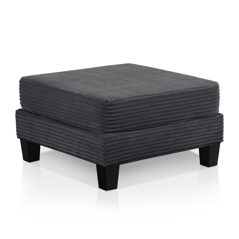 Luka Square Chenille Storage Ottoman, Gray