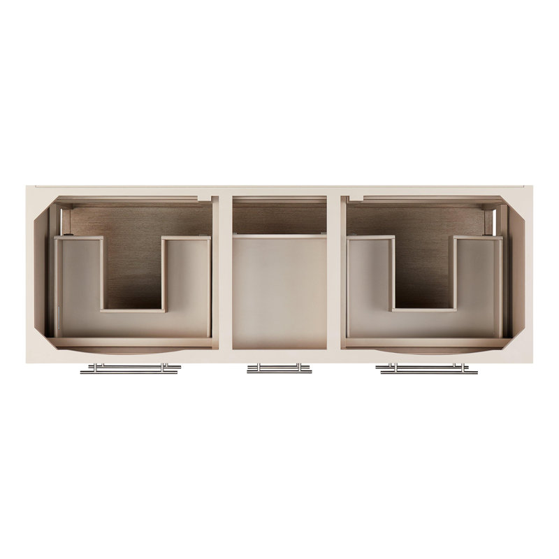 60" Brushed White Double Freestanding Bathroom Vanity with Arctic White Quartz Top