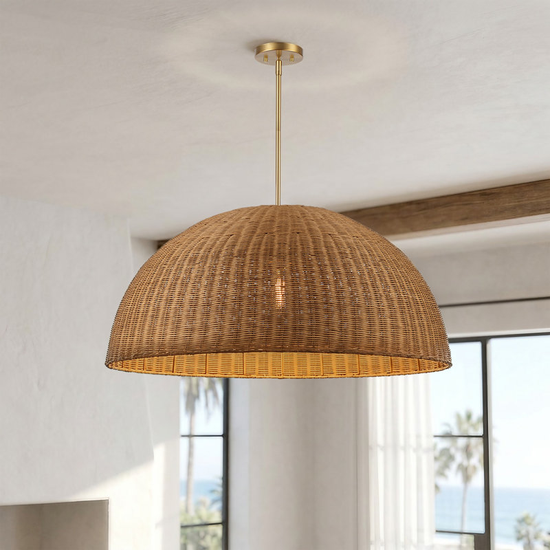 Luminaire suspendu tissé 1 lumière Harmony, H 51,26 po x l 33,46 po x P 33,46 po